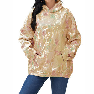 Sudadera con Capucha Holgada de Forro Polar Grueso con Diseño de Camuflaje Personalizado, Manga Larga, Bolsillos y Hombros Caídos - Product Image 3