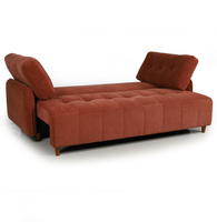 Canapé-lit convertible 2 places en tissu rouge bordeaux avec pieds en bois pour salon, appartement, mobilier de maison