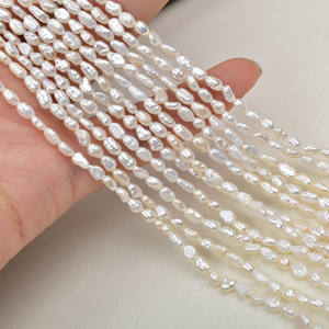 Perles de Keshi baroques naturelles économiques de 3-4 mm, perles d'eau douce irrégulières en vrac avec des trous droits des deux côtés - Product Image 1