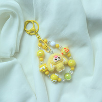 Nouveau Porte-clés Lapin à Longues Oreilles 3D Flocqué, Figurine Mignonne avec Chaîne Perlée, Accessoire Suspendu pour Sac Surprise, Porte-clés Lapin en Peluche