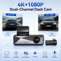 Caméra de tableau de bord double 4K économique avec chipset 220CN, enregistreur vidéo de voiture avant et arrière 1080P, contrôle via application WiFi, capteur G et surveillance de stationnement DVR