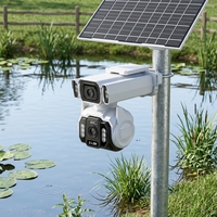 Cámara Solar 4G con Tarjeta SIM, Doble Lente, 4G LTE, Cámara de Seguridad para Exteriores, 4MP, Audio Bidireccional, Visión Nocturna, Seguimiento de Movimiento Humano, Integrada