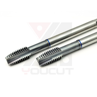 Tap Spiral Point Standar DIN dengan Lapisan TiCN, HSSE M8*0.75, Alat Pembuat Ulir Fine Pitch untuk Baja Tahan Karat di Lubang Tembus