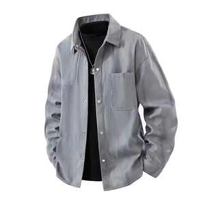 Camicia alla Moda con Colletto Rialzato, Stile Coreano Trendy e Comodo, Personalizzabile con LOGO, Maniche Lunghe Casual per <span class=keywords><strong>Uomo</strong></span> - Product Image 2