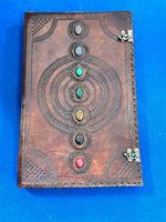 Carnet personnalisé géant 22x14 pouces A4, reliure thermique, couverture rigide, imitation cuir, 7 chakras, pierres, papier artisanal en coton, cadeau