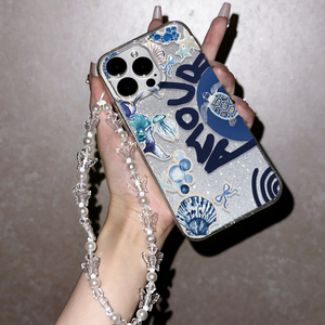 Nuova <span class=keywords><strong>Cover</strong></span> Glitter Sottacqua con Cinturino di Perline <span class=keywords><strong>per</strong></span> iPhone 16 15 14 Pro Max, Custodia Rigida Antiurto con Protezione Lente - Product Image 2
