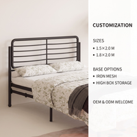 Cadre de lit en fer contemporain à profil bas, tête de lit simple uniquement, lit en métal pour appartement, chambre d'amis, plusieurs tailles disponibles