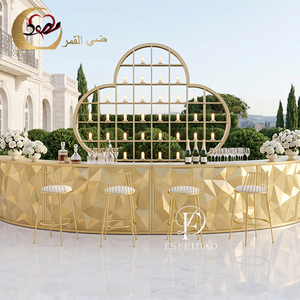 Half Moon Shape Gold Contemporary Metal <b>Bar</b> Counter <b>Table</b> for Hotel Restaurant Party Events - Product Image 6