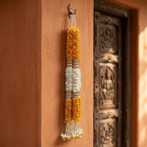 Yellow Marigold Artificial Mogra Gajra Flower Garland for Wedding Home Wall Hanging Pooja <b>Mandir</b> Back Decoration FLOWER HANGING - Product Image 1