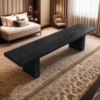 Banc long minimaliste en bois massif à texture naturelle avec pieds carrés épais pour la maison, le restaurant ou l'entrée