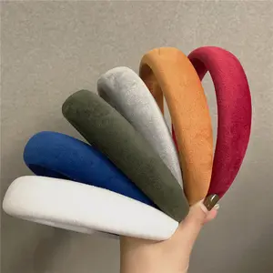 Großhandel Schlussverkauf Haarzubehör Winter dicker Schwamm Samtige einfarbige Kunststoff-Haarband Kopfband für Mädchen