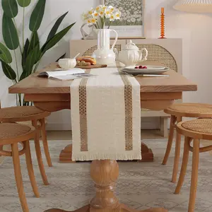 Pabrik Langsung Linen Goni Table Runner Kustom Nordic Boho Table Runner untuk Pesta