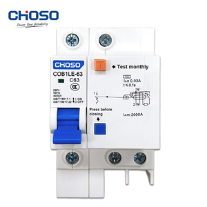 Choso COB1LE-63 1P+N RCBO PA66 4.5kA/6kA Capacità di interruzione Montaggio su guida DIN 2P 3P 3P+N 4P 40A 63A Curva BCD D/<span class=keywords><strong>B</strong></span>/C 50/60Hz - Product Image 2