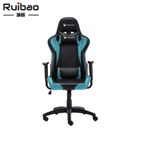 Chaise pivotante inclinable en cuir Pu bleu Chaise de bureau et de jeu confortable à dossier haut de style course Chaise Silla bleue bon marché