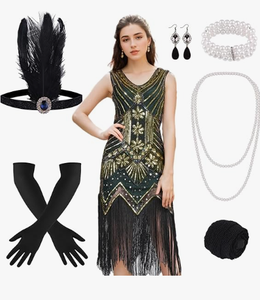 Vestidos Flapper de los años 1920 para mujer, vestido de lentejuelas con flecos <span class=keywords><strong>Gran</strong></span> Gatsby para mujer con accesorios de los años 20, disfraces rugientes de los años 20 - Product Image 3