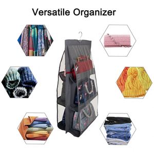 <b>Large</b> Clear Dust Hanging Handbag Storage Organizer with Hook NEW 6 Pocket Foldable Closet Systems & Organizers - Product Image 3