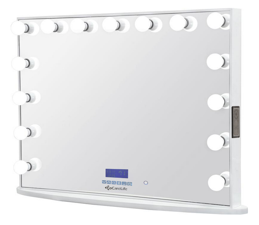 Голливудское зеркало для макияжа с 14 диммируемыми лампочками, USB-порт, розетка, Безрамное голливудское зеркало для макияжа