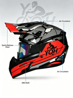 Casque de moto tout-terrain Coque en ABS Doublure en EPS Intérieur amovible