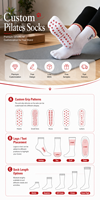 Chaussettes de Pilates et de yoga personnalisables de qualité supérieure, antidérapantes, avec logo brodé pour le sport de Pilates
