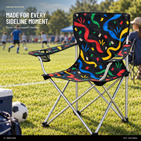 Chaise de camping en gros pour événements sportifs avec porte-gobelet latéral et logo et motif personnalisés pour l'encouragement lors de tournois en plein air