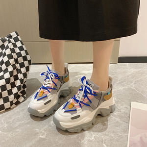 New Arrival Ladies Chunky <strong>Heel</strong> Sneakers Black High Sole <strong>Trainers</strong> Breathable and Luxurious for Autumn and Spring - Product Image 5