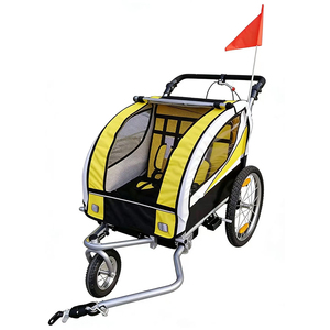 Remorque de vélo pliable à deux <span class=keywords><strong>places</strong></span> : poussette extérieure pour <span class=keywords><strong>2</strong></span> enfants (18 mois et plus), nouveau porte-bagages et accessoire de vélo - Product Image 1