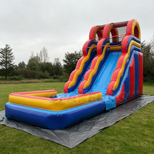 Tobogán inflable de <span class=keywords><strong>alquiler</strong></span> de fiesta a precio <span class=keywords><strong>barato</strong></span>, tobogán de agua inflable de PVC comercial con casa de rebote en la piscina a la venta - Product Image 1