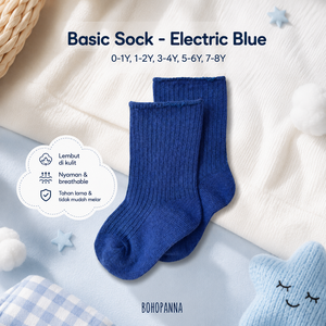 Calcetines suaves de color azul eléctrico para bebés pequeños que brindan comodidad ligera, materiales transpirables y un ajuste seguro en todo momento. - Product Image 6