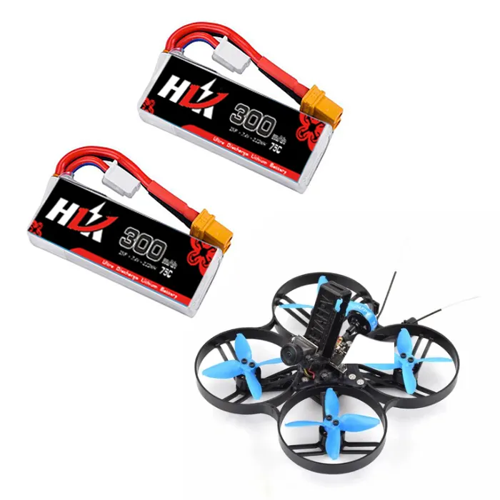 Hoge Ontlading 300Mah 75C 2S 7.4 Volt Kleine Rc Vliegtuig Micro Rc Oplaadbare Batterij