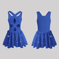 Justaucorps de danse pour fille, robe de danse brillante sans manches pour tout-petits, vêtements de danse pour enfants avec doublure intégrale sur le devant