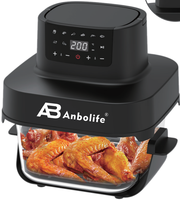 ANBOLIFE OEM&ODM Friteuse à air en verre non toxique 4 Qt et 6 récipients, sans PFAS, écran tactile LED, 95 % moins d'huile, appareils de cuisine
