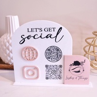 Plaque ins facebook personnalisée enseigne acrylique de médias sociaux enseigne de table acrylique affichage du code qr pour les entreprises