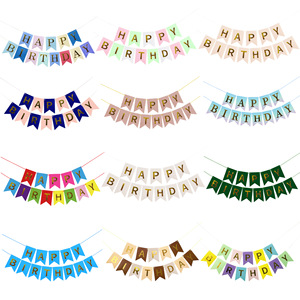 Bannière en queue de poisson à motifs de fleurs imprimé <span class=keywords><strong>drapeau</strong></span> en papier joyeux anniversaire pour décorations de fête lettre forme célébrations de l'Aïd Mubarak - Product Image 4