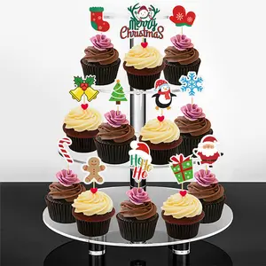 Wholesale Christmas Cake Topper Supplies Color Printing Tea Party Cake Topper Personalised Cake Topper Set