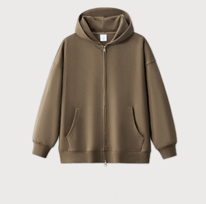 Vente en gros de sweats à capuche zippés doublés en coton éponge français 500 g/m² personnalisés vente en gros de logo personnalisé sweats à capuche unisexes livraison directe - Product Image 3