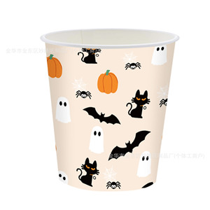 Halloween Disposable Paper <b>Plates</b> Cups Napkins Set With Pumpkin Ghost <b>Black</b> Cat Design For Party Supplies - Product Image 5