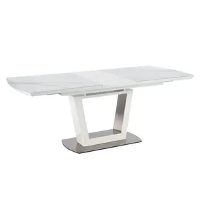 Mesa de comedor rectangular italiana de madera, juegos de mesa de comedor modernos de MDF, extensible con mariposa, alto brillo, muebles de comedor de lujo