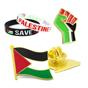 Custom Palestinian Scarf Products Sticker Wristband Bracelet Emblem Brooch Lapel Enamel Palestine Badge Gifts Palestine Flag Pin
