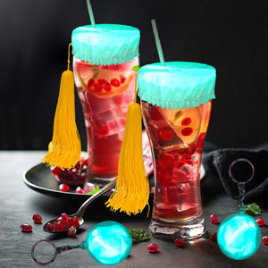 Couverture de boisson anti-pointes en tissu élastique de couleur personnalisée chouchous pour femmes couverture de boisson de boîte de nuit avec tasse de paille préservatif pour les boissons - Product Image 2