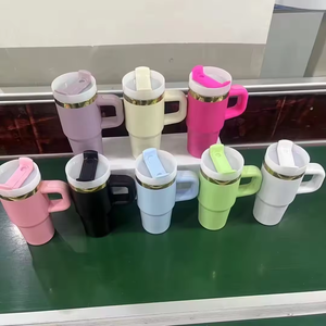 Vaso de sublimación recubierto de polvo 2025 sin BPA de 14oz con aislamiento de doble pared con mango y pajita para niños y <span class=keywords><strong>cerveza</strong></span> - Product Image 2