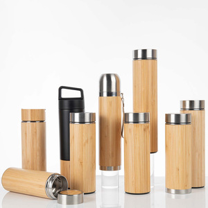 Yeni tasarım vakum yalıtımlı akıllı su şişesi sıcaklık göstergesi Led seyahat bambu fincan ile çay paslanmaz - Product Image 5