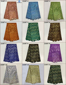 Tela de Encaje de Organza de Poliéster 100% Ecológica con Lentejuelas Africanas y Bordado Francés en Muchos Colores, 5 Yardas, para <span class=keywords><strong>Zapatos</strong></span> y Bolsos - Product Image 6