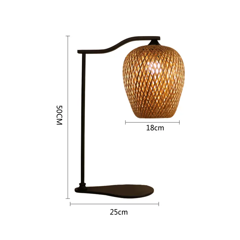 Modern natural bamboo table lamp and lampshade for home decor