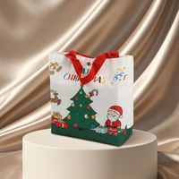 Sac fourre-tout en toile coloré avec motif de sapin de Noël du Père Noël, Joyeux Noël, réutilisable, recyclable, cadeaux de Noël, emballage textile Xh
