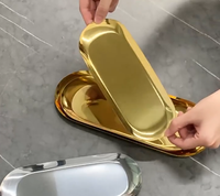 Assiette ovale multifonctionnelle en acier inoxydable doré pour restaurant, idéale pour la cuisson, la pâtisserie et comme plat de service de table occidentale