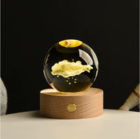 Lampe de nuit 3D du système solaire, nébuleuse lunaire, boule de cristal K9, planètes lumineuses, base en verre LED rechargeable par USB, changement de couleur, 7 couleurs