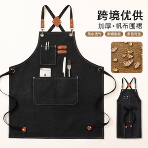 Tablier en toile Yunyi Town, taille unique, imperméable, pour cuisine, jardin, café, uniforme de travail, livraison directe transfrontalière - Product Image 1