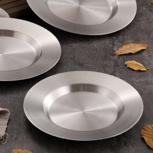 Stainless Steel Pasta Plate Round Flat Bottom Gold Finish For Hotel Restaurant Western Food Serving <b>Tray</b> - Product Image 5