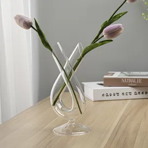 Modern Cross Glass Vases Home Office Decor Contemporary Classic Murano Indoor/Outdoor Large Trumpet Wholesale Export Living