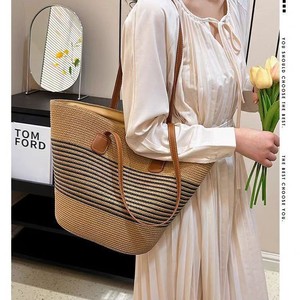Nuova Borsa Estiva da Donna in Paglia Intrecciata, Borsa a Secchiello Grande Capacità per la Spiaggia, Borsa a Spalla Intrecciata di Alta Gamma - Product Image 2
